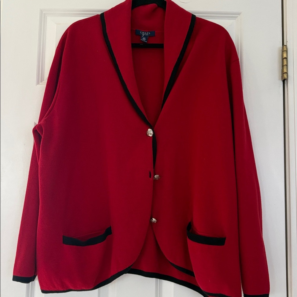 Red Sweater Jacket/Blazer by Chaps Sz 3X